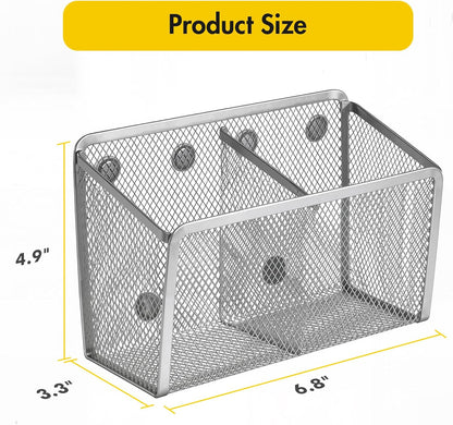 BEYGORM Magnetic Dry Erase Marker Holder for Whiteboard, Locker Organizer | Mesh Non-slip Pen & Pencil Holder for Refrigerator, Basket for Classroom, School &Office (Black, 1-Pack)