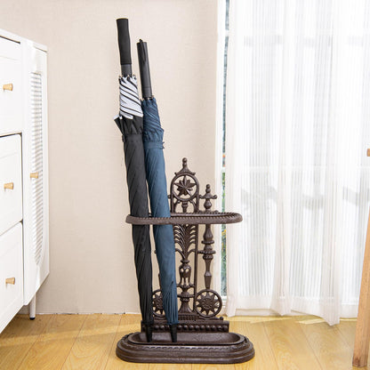 Sungmor Cast Iron Freestanding Umbrella Stand with Detachable Drip Tray | Rustic Umbrella Holder for Entryway,Front Door,Hallway,Outside Porch, Decorative Freestanding Umbrella Rack Organizer