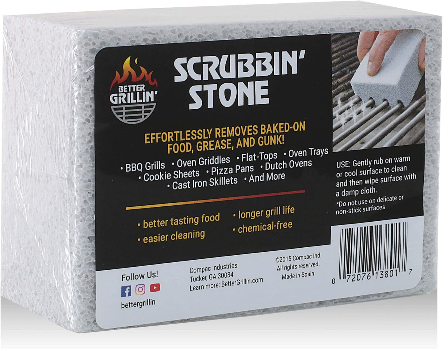 Better Grillin Scrubbin Stone Grill Cleaning Brick Block | Griddle Stone | Grill Stone Cleaning Block | Barbecue Grill Cleaner for BBQ, Griddle, & Racks