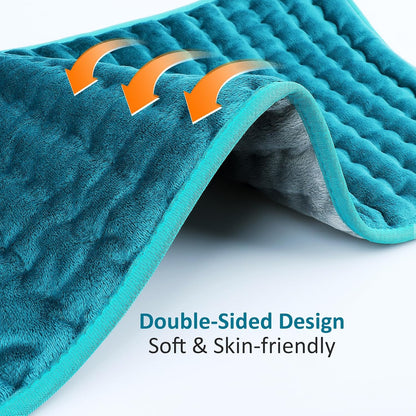 Heating pad for Back/Shoulder/Neck/Abdomen, Heating Pads for Period Cramps with 6 Fast Heating Settings, Auto-Off, Machine Wash, Birthday Gifts for Women Mom Men Dad, Extra Large 12"x24", Blue