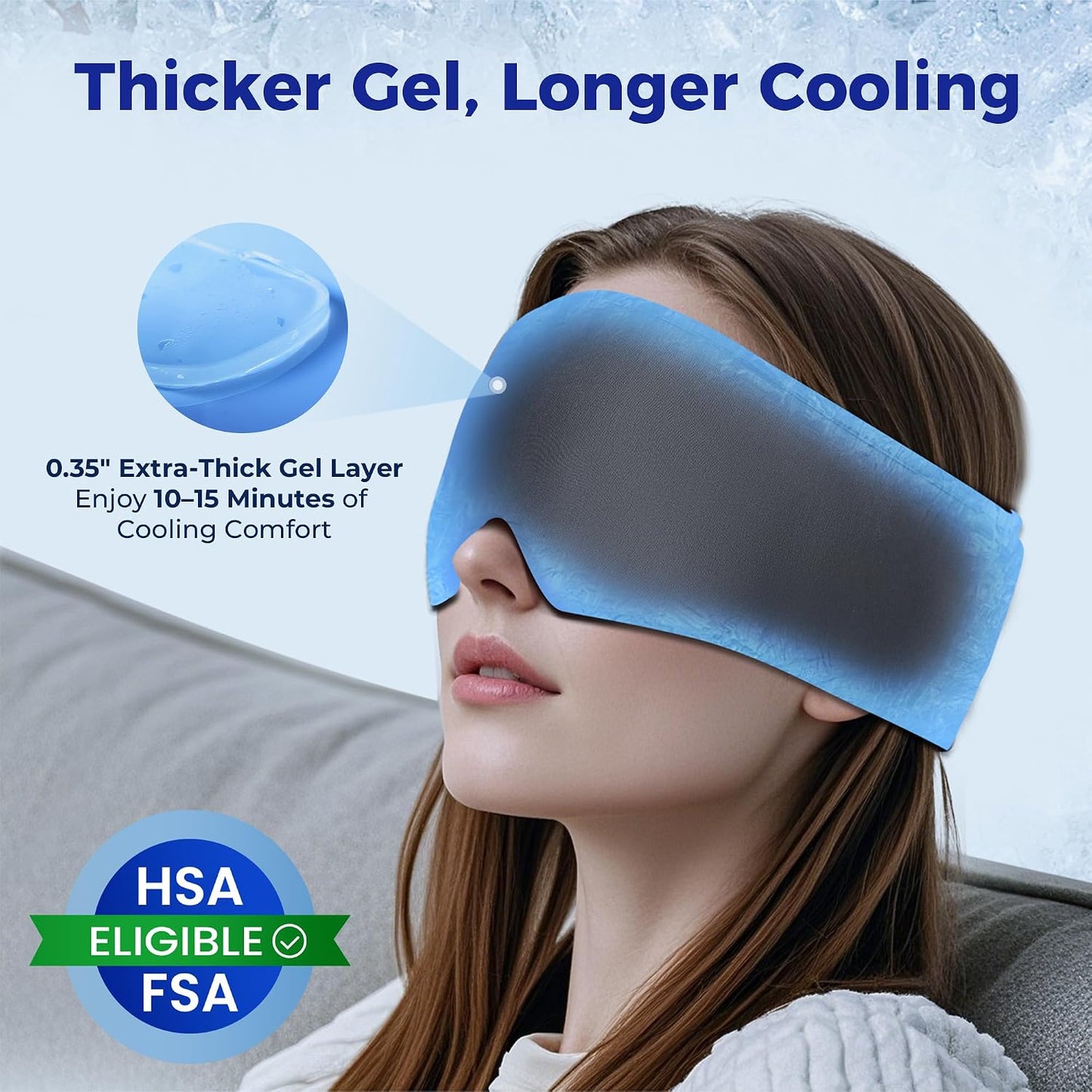 Cooling Gel Eye Mask Sleep: FSA -HSA Eligible, Cold Compress for Puffy Eyes & Migraine Relief - Reusable Gel Weighted Sleeping Mask for Dark Circles & After Surgery, Eye Care,Ice Pack for Eyes, Blue