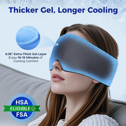 Cooling Gel Eye Mask Sleep: FSA -HSA Eligible, Cold Compress for Puffy Eyes & Migraine Relief - Reusable Gel Weighted Sleeping Mask for Dark Circles & After Surgery, Eye Care,Ice Pack for Eyes, Blue