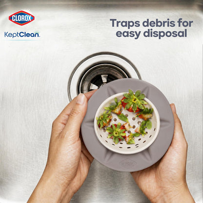 Clorox KeptClean™ 3-Piece Kitchen Sink Set with Two Interlocking Non-Slip Dish Drying Mats and Self-Draining Faucet Guard Splash Protector for Sink Areas, Almond Cream
