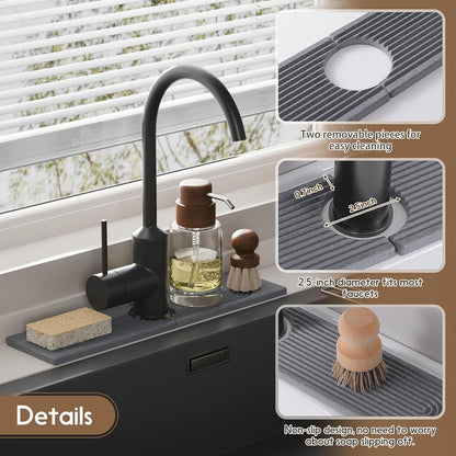 Faucet Mat for Kitchen Sink, Diatomite Quick Drying Tray , 15.8 Inch Kitchen Sink Splash Guard and Bathroom Stone Trays for Counter. Super Absorben.White.