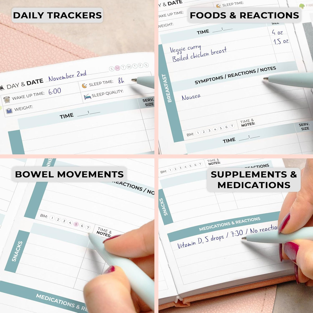Clever Fox Food Sensitivity Journal & Symptom Diary, 8.5x11 Purple