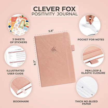 Clever Fox Positivity Journal for Women, 5-minute Gratitude, Seashell