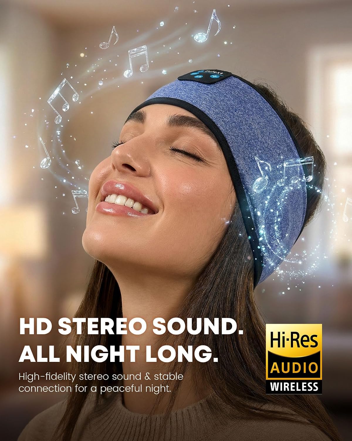 Sleep Headphones Bluetooth 5.4 Headband, Wireless Sleep Headphones with Ultra-Thin HD Stereo Speakers for Side Sleepers, Sweatproof Sports Headband for Workout Yoga Running Cool Gadget Unique Gifts