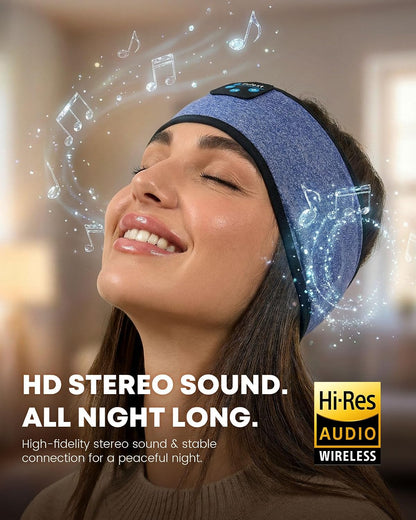 Sleep Headphones Bluetooth 5.4 Headband, Wireless Sleep Headphones with Ultra-Thin HD Stereo Speakers for Side Sleepers, Sweatproof Sports Headband for Workout Yoga Running Cool Gadget Unique Gifts