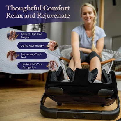 Shiatsu Foot Massager with Heat, Standard Size, Black | Deep Kneading & Compression, Adjustable Intensity, Multi-Mode Leg and Foot Massager with Remote Control, Anti-Slip Base