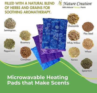 Nature Creation Microwaveable Herbal Heating Pad for Lumbar - Soothing Hot & Cold Therapy Pack for Lower Back- Soothing Relaxation, Warmth and Comfort - Happy Hearts