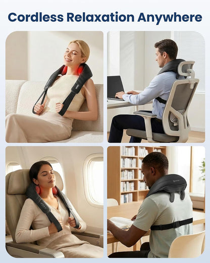 COMFIER Shiatsu Neck and Shoulder Massager with Heat,White Elephant Gifts for Adults,4D Deep Kneading Massage Pillow with Heat, Back Massager, Pillow Massage,Jet Black