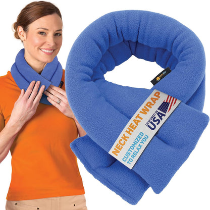 SunnyBay Microwavable Heating Pads, Microwavable Moist Heated Neck and Shoulder Wrap, Versatile Weighted Beanbag Cold Pack or Warm Compress, 2.2 lbs, 26x4 Inches, Navy Blue