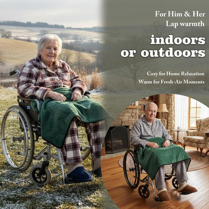 Wheelchair Lap Blanket for Seniors, 43" * 28" Soft Sherpa Lined Knee & Lap Cover, Warm Lightweight Throw with Snap Buttons, Cozy Comfort for Elderly & Caregivers, Wine Red