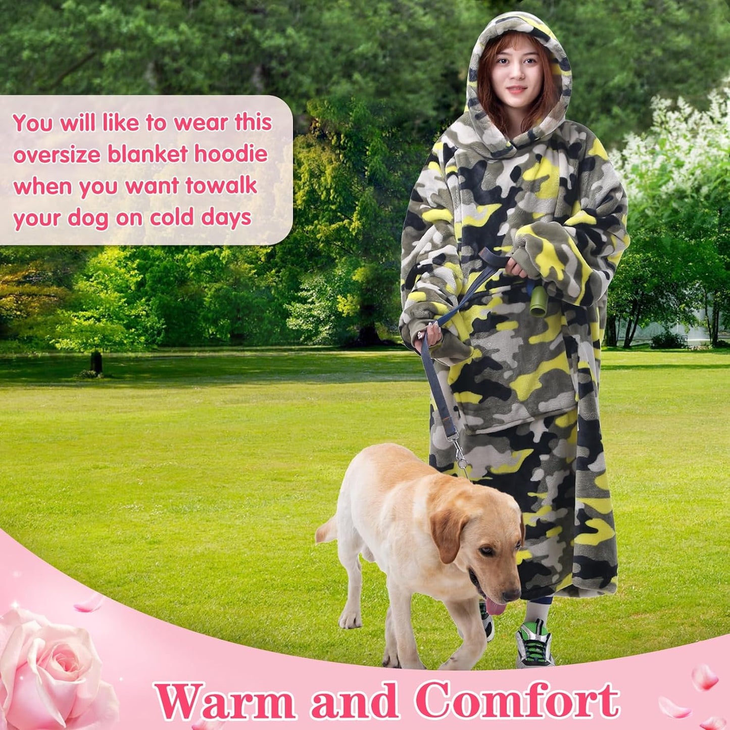Wearable Blanket Sweatshirt Gifts for Women and Men, Warm and Cozy Giant Blanket Hoodie, Thick Flannel Blanket with Sleeves and Giant Pocket - Dark Gray