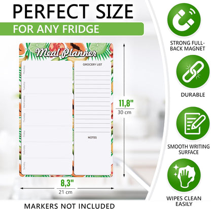 Dry Erase Magnetic Meal Planner for Refrigerator A4 (8.5x12 inch) - Magnet Weekly Menu Board for Fridge - Magnetic Menu White Board - Fridge Meal Planner Magnet - Dinner Meal Planner Dry Erase Board
