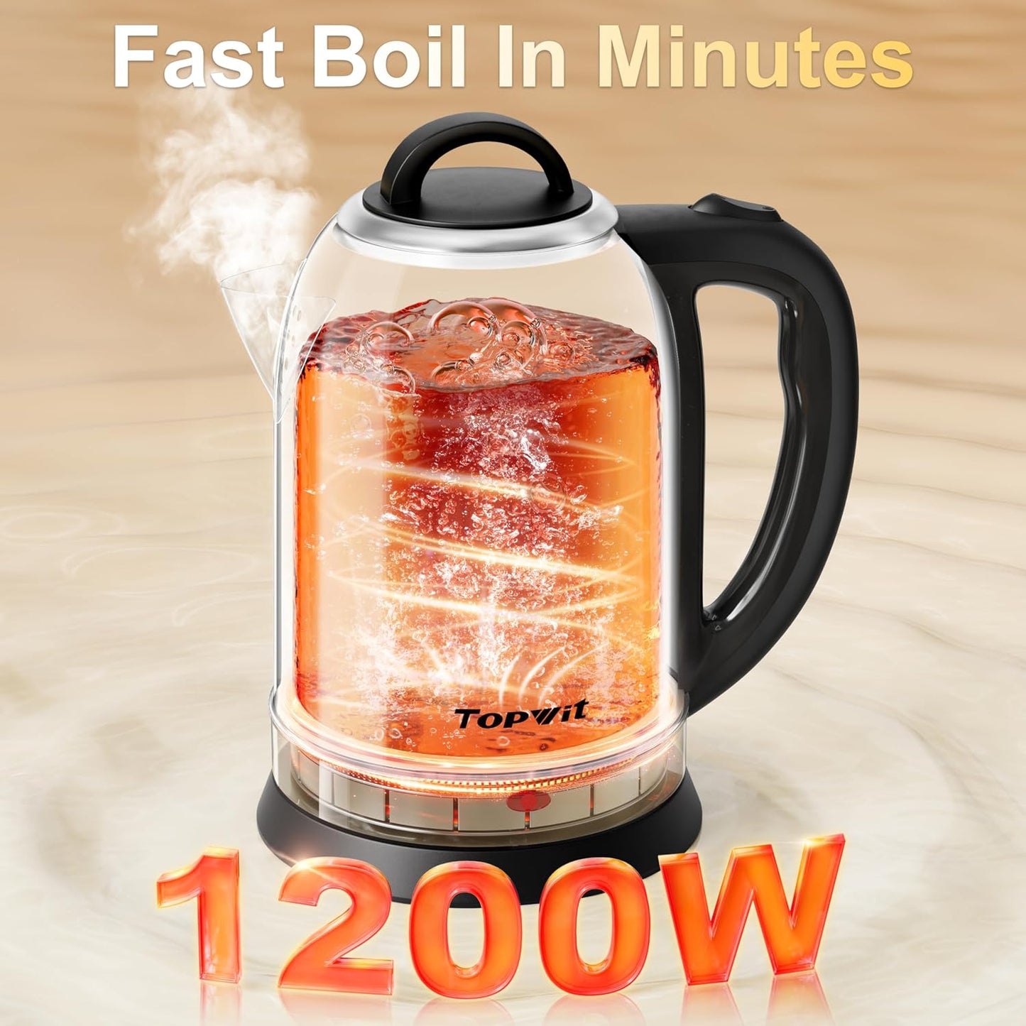 Topwit 2.5L Large Electric Kettle,Fast Boil Stainless Steel Electric Kettle | BPA Free Hot Water Kettle Electric, Removable Lid, Auto Shut-Off, Boil-Dry Protection, Large Capacity for Family, 1200W