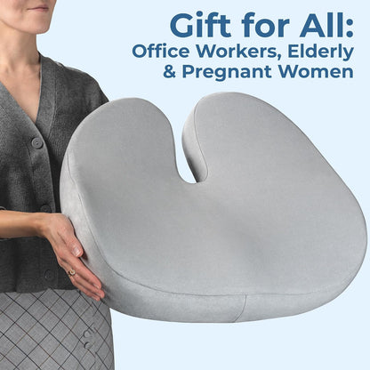 5 STARS UNITED Seat Cushion - Memory Foam Chair Cushion for Tailbone Pain Relief - Ergonomic Support for Coccyx, Sciatica & Butt - Office, Desk & Gaming Chair, Car Seat, Wheelchair, Airplane, Black