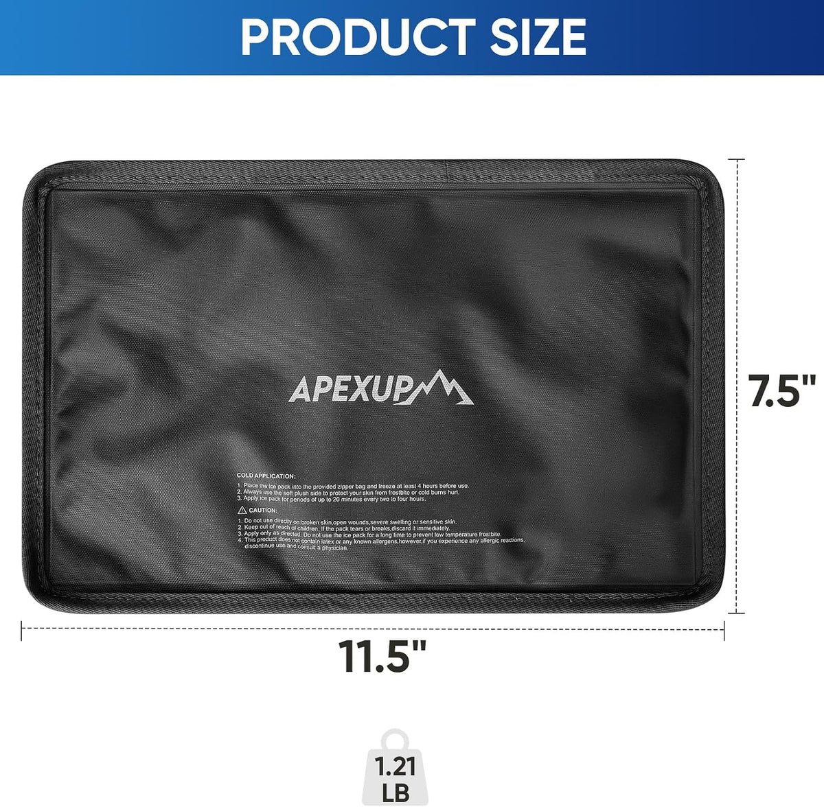 APEXUP Gel Ice Packs for Injuries Reusable, Flexible Double Sided Cold Packs for Injuries, Ice Pack for Knee, Shoulder, Back, Hip, Leg, Arm (Blue, 11.5"x7.5", 1PK)