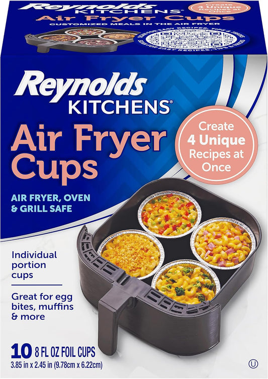 Reynolds Kitchens Air Fryer Liners Disposable, Unbleached Parchment Paper Sheets, 50 Count | Pre-Cut Disposable Parchment Paper Sheets, Fits Round and Square Air Fryers, Safe Up To 400F, Perforated For Better Airflow