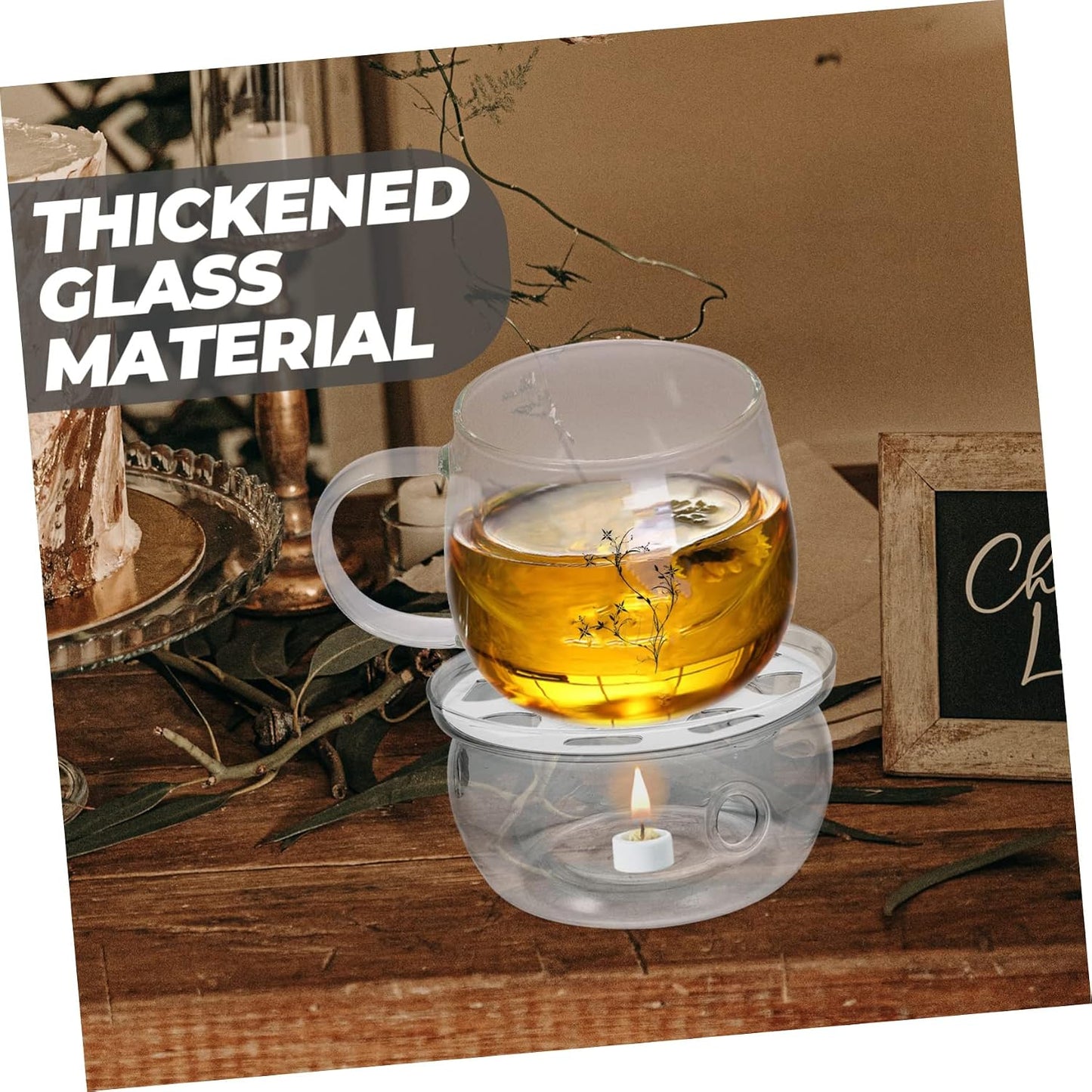 DECHOUS Retro Teapot Warmer Tea Heater Glass Teapot Heating Warmer Small Kettle Base