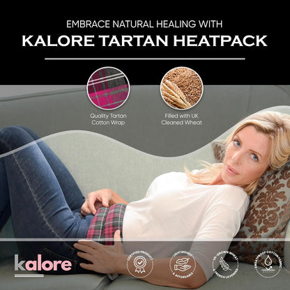 Microwavable Heating Pads for Winter Warmth, Back, Stomach & Head Comfort – Kalore Soft Cotton Tartan Neck Wrap – Even Heat Distribution Hot Compress Bag – Wheat Heat Pad XL – Unscented – Gray