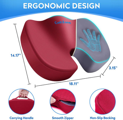 CushZone Seat Cushion Memory Foam Chair Pad for Office & Car, Black