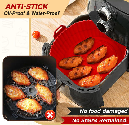 3 Pack Air Fryer Silicone Liners 8inch Air Fryer Silicone Pot Reusable Food Grade Silicone Airfryer Liners Baking Basket Accessories Replacement of Flammable Disposable Parchment Paper