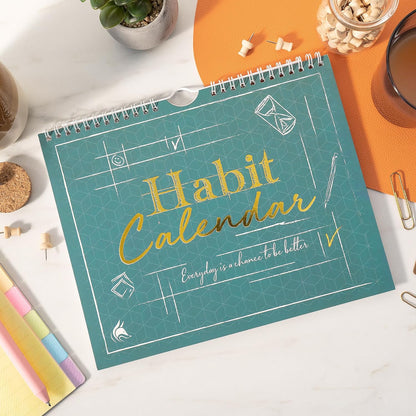 Clever Fox Habit Tracker Calendar, 24-Month Daily Goal Journal Black