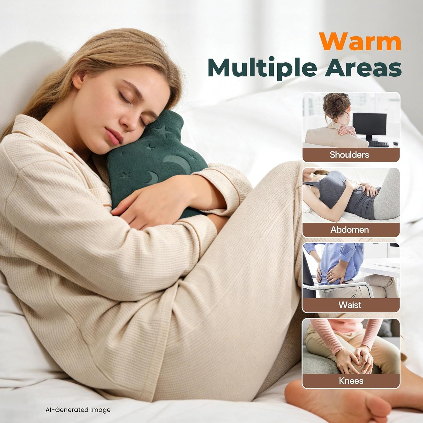 Hot Water Bottle with Soft Cover, 2L Hot Water Bag for Menstrual Cramps, Neck and Shoulder Pain Relief, Hot and Cold Therapies, Hand Feet Warmer, Blue