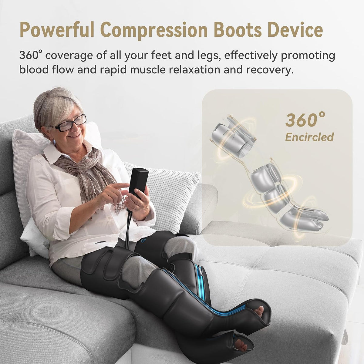 FIT KING Leg Compression Massager with Heat for Circulation and Pain Relief