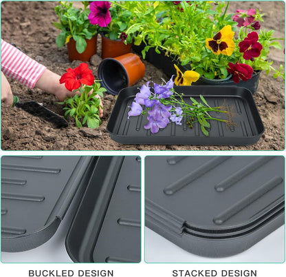 Set of 3 Square Boot Tray, Plastic Utility Shoe Mat Tray, 13.7x10.6x1inch | Black Multi-Function Boots Drying Pad for Entryway Indoor and Outdoor Use in All Seasons
