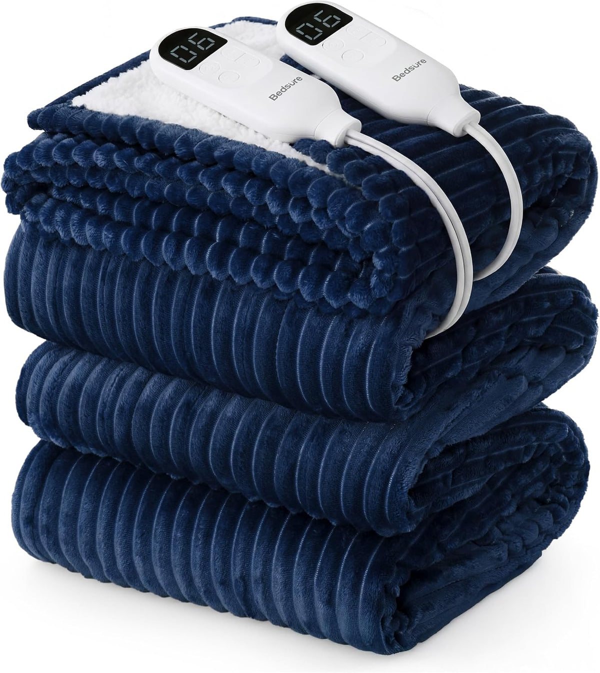 Bedsure GentleSoft Heated Blanket Throw - Soft Ribbed Flannel Electric Blanket, Gifts for Grandma (50x60 inches, Grey)