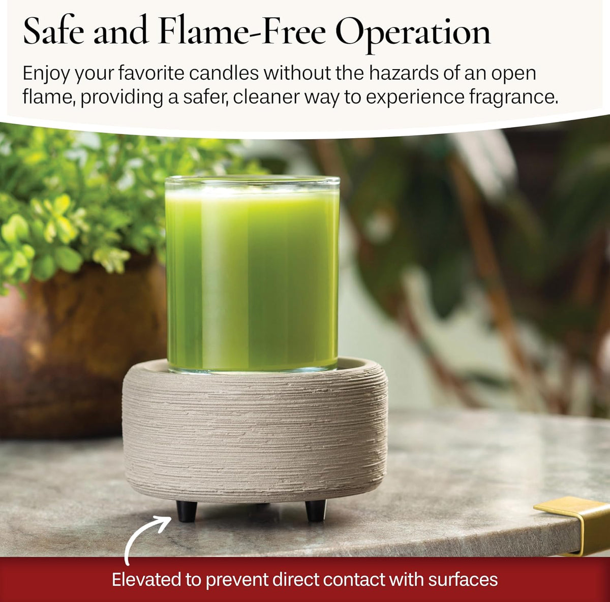 Candle Warmers ETC 2-in-1 Candle and Fragrance Warmer for Warming Scented Candles or Wax Melts and Tarts with to Freshen Room, Pewter Walnut