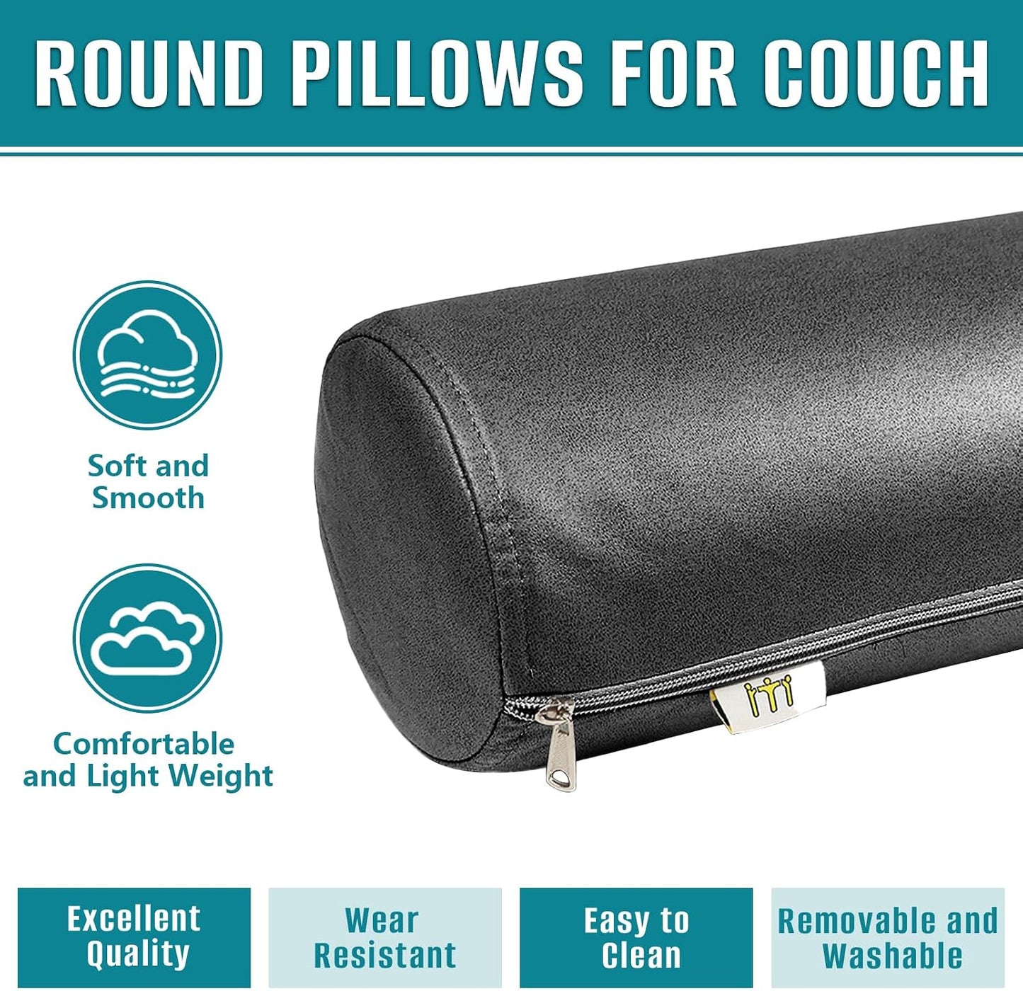 2 Pack Neck Roll Pillow, High-Density Foam Cylinder Bolster Pillow for Neck, Back & Lumbar Support, Ergonomic Round Pillow for Side Sleepers, Sleeping, Removable Washable Cover (7.9''x23.6'' Orange)