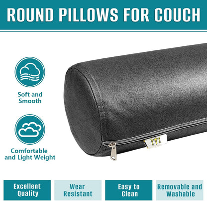 2 Pack Neck Roll Pillow, High-Density Foam Cylinder Bolster Pillow for Neck, Back & Lumbar Support, Ergonomic Round Pillow for Side Sleepers, Sleeping, Removable Washable Cover (7.9''x23.6'' Orange)