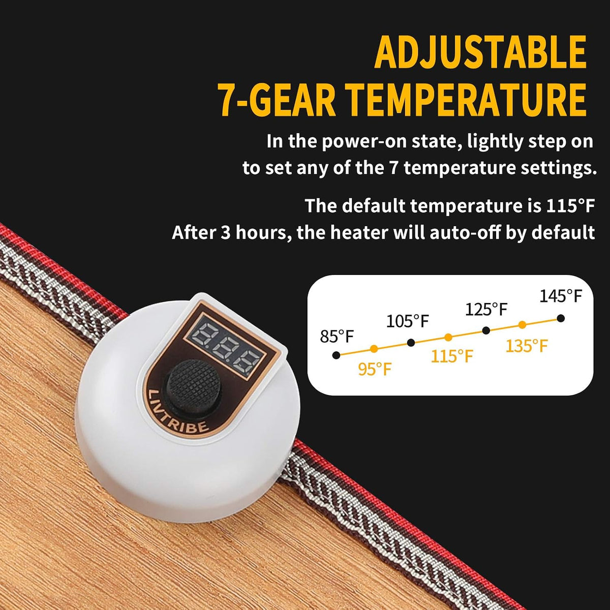 Livtribe Heated Floor Mat for Foot, Carbon Crystal Heated Foot Warmer
