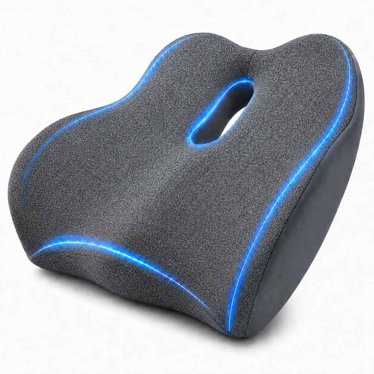 X Large Memory Foam Seat Cushion for Office Chair, High-Density Pad with Non-Slip Bottom and Adjustable Strap, Tailbone Pressure Relief for Long Sitting, Desk Work, Car, Wheelchair, Black