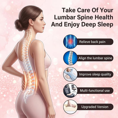 Lumbar Support Pillow for Sleeping,Premium Memory Foam Lower Back Pain Relief Bed Rest Support Pillows for Car Bed,Couch,Waist Support Care Cushion,Sleep Lumbar Pillow (Black Grey)