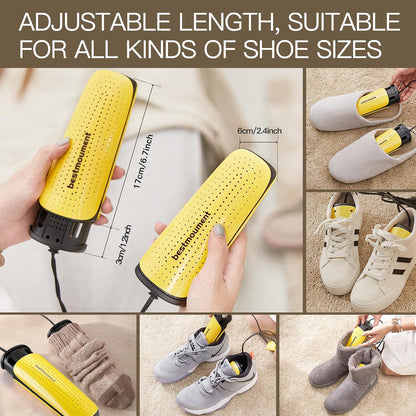 Portable Ski Boot Shoe Dryer, Footwear Dryers Machine with Auto Temperature Control for Rainy Seasons Winter Travel, Extendable Boot Warmer Fireproof Drying for Shoes, Gloves (with timer buttons)