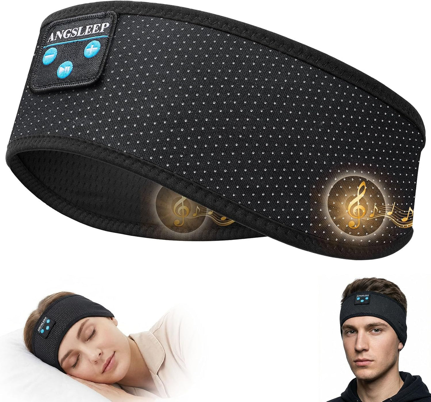 Sleep Headphones Bluetooth 5.4 Headband, Wireless Sleep Headphones with Ultra-Thin Stereo Speakers for Side Sleepers, Breathable & Soft Sports Headband for Running Exercise, Yoga, Travel