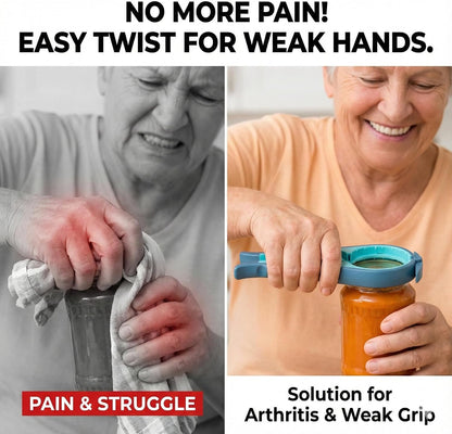 Jar Opener Bottle Opener and Can Opener for Weak hands - Seniors with Arthritis and Anyone with Low Strength - Mutil Jar Opener Get Lids Off Easily - Blue and Grey