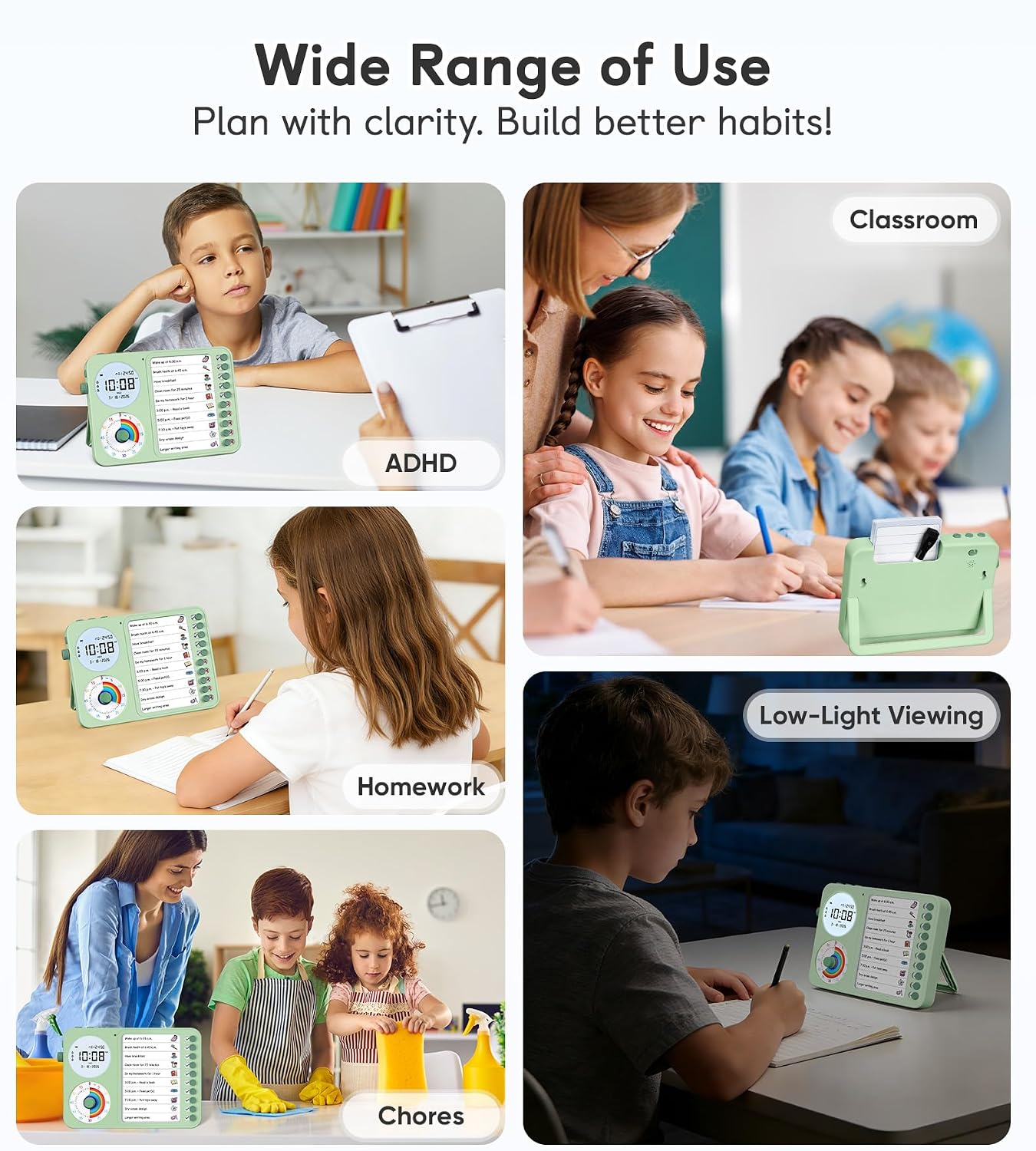 3-in-1 Visual Timer & ADHD Tool for Kids with Chore Chart & Planning Board | ADHD Task Timer for Adults with Visual Schedule, To-Do List & Planning Board for Home, School, Classroom, Work