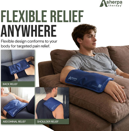 Medium Flexible Gel Ice Packs Reusable - Hot and Cold Soft Ice Packs for Injuries Reusable for Ankle, Arm, Foot, Leg, Back Pain Relief - 8" x 12" - Purple
