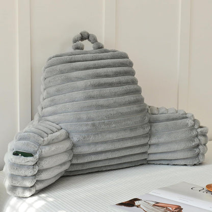 Large Reading Pillow for Adults, Back Support Pillow for Sitting Up in Bed with Arms, Couch for Lounging Bedrest, Pink