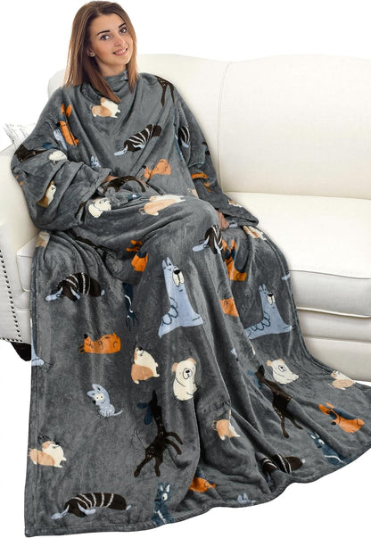 Catalonia Wearable Blanket with Sleeves for Women & Men, Fleece Wrap Throw | Cozy Sleeve Design for Hands-Free Comfort, Perfect for Reading, TV Time & Relaxing, Christmas & Birthday Gift