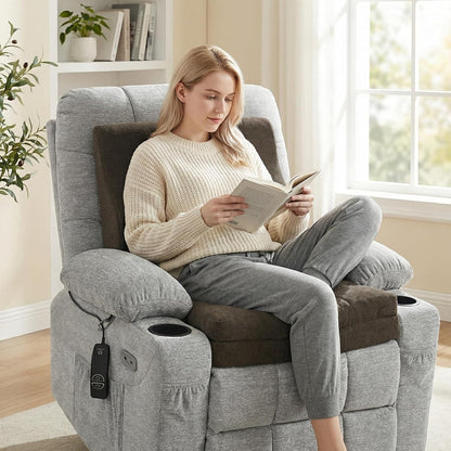 baibu Memory Foam Recliner Cushions with Lumbar Support Pillow Set for Elderly, 20x20x5 Inch Dual-Layer Design Non-Slip Recliner Seat Cushion & Back Support Pillow for Reduce Hip & Lumbar Pain, Brown