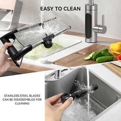 Mandoline Slicer, Adjustable Stainless Steel Slicer, Food Holder and Gloves
