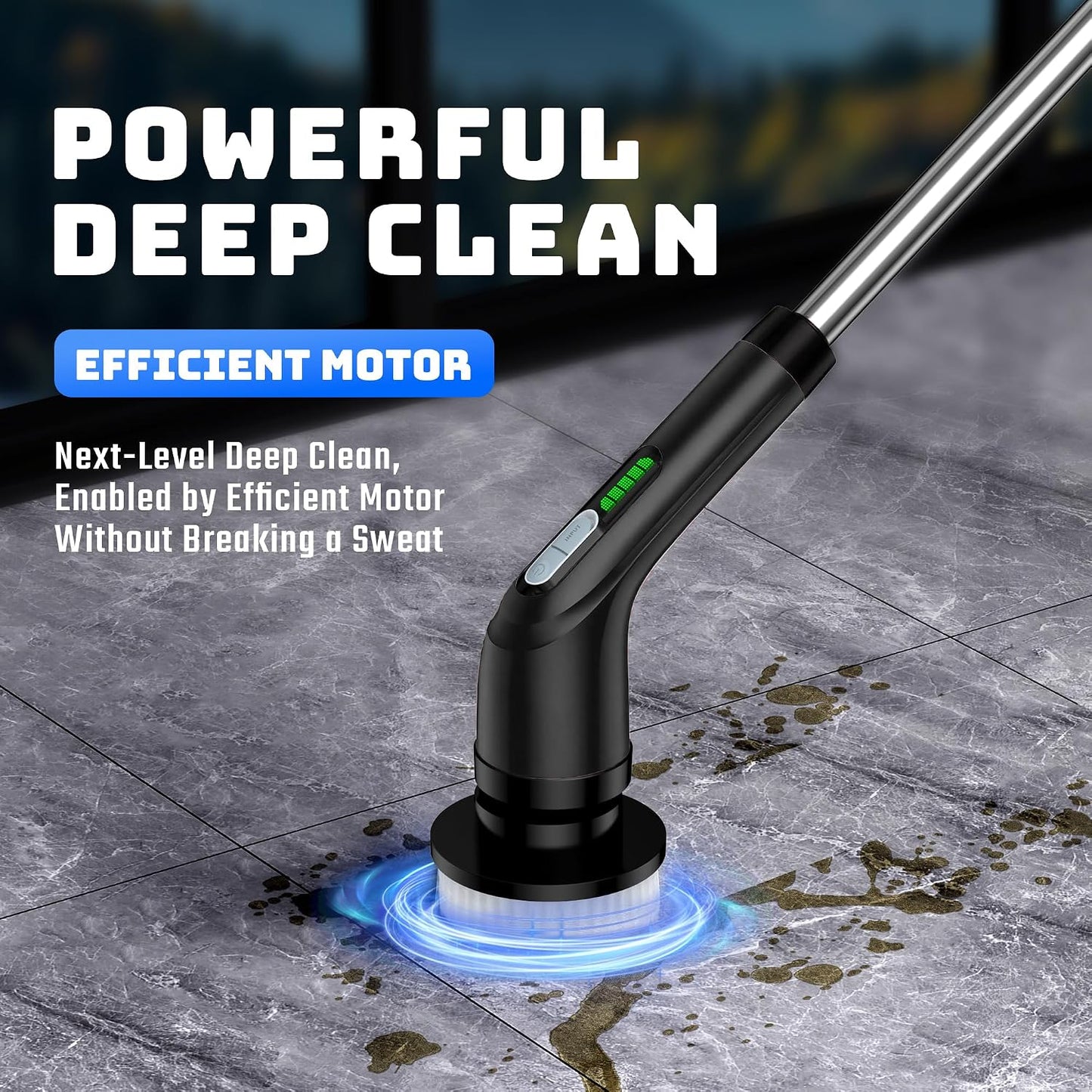 Electric Spin Scrubber for Bathroom: Shower Cleaner Brush with Long Handle (White1)