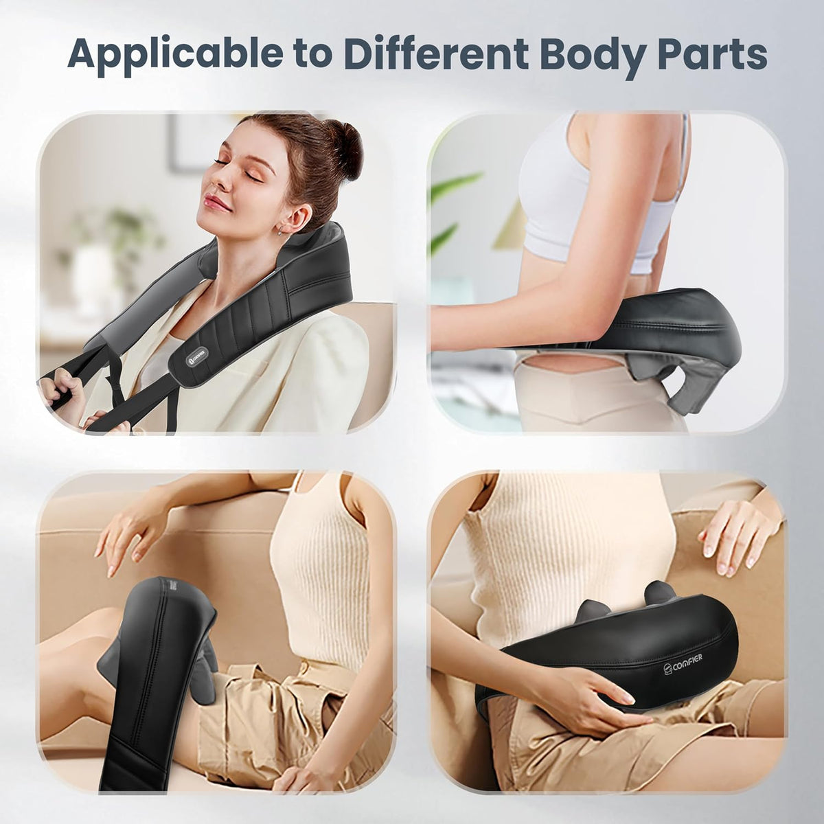 COMFIER Shiatsu Neck and Shoulder Massager with Heat,White Elephant Gifts for Adults,4D Deep Kneading Massage Pillow with Heat, Back Massager, Pillow Massage,Jet Black