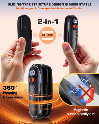 Hand Warmers Rechargeable 2 Pack, 6000mAh Electric Hand Warmers, Silver